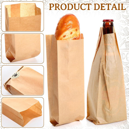 150 Pack Packing 11.5 3.75 2.25 Inch Baguette Kraft Bags, Bread Bags x x Kraft Wine Paper Bakery Storage Loaf Storage