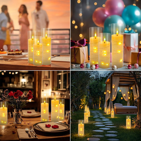 YOROXRG 24 Pack Parties,Wedding(D2.2 5" 6" 7") Christmas Decoration Flickering Flameless Candles,Battery Operated