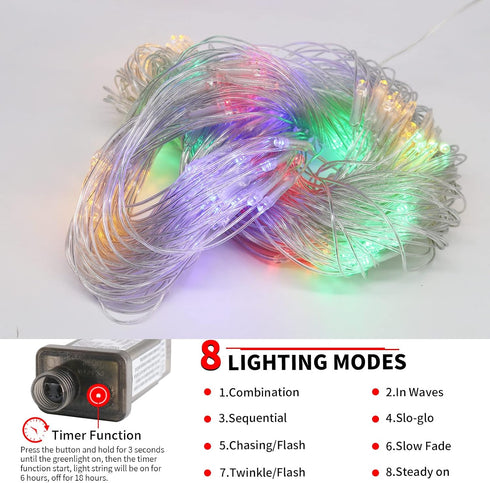 198 9.8ft 6.6ft 8 LED Multicolor Net Lights Outdoor Mesh Lights x for Garden, Lawn, Shrubs, Party, Wedding, Christmas