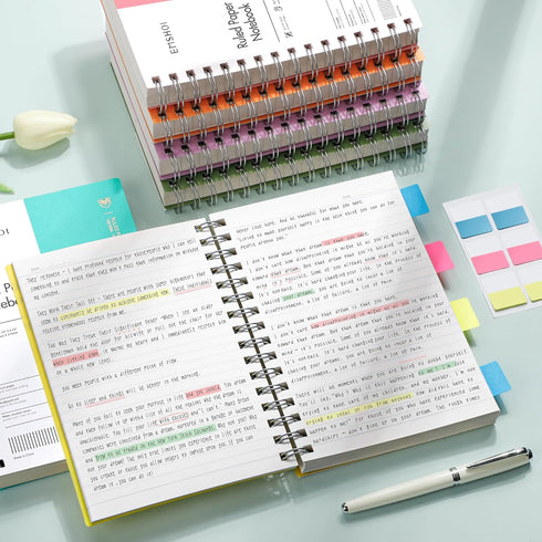 EMSHOI A5 Spiral Notebook, College Ruled, 300 Pages, 5.7" X 8.22", 100gsm Thick Paper, Waterproof Hardcover