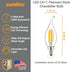 CA11 Bulb, 5 (60W 600 (E12), Dimmable, 2700K 1 Count Sunlite LED Filament Flame Tip Chandelier Light Watts Equivalent)