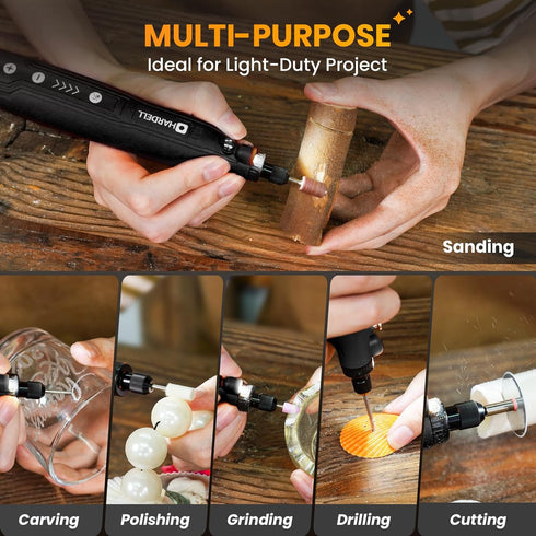 5-Speed 69 3.7V HARDELL Mini Cordless Rotary Tool Kit, and USB Charging with Accessories, Multi-Purpose Power Rotary