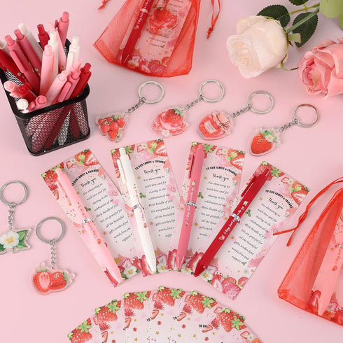 YLOLUL 180 Pcs Strawberry Baby Shower Gifts for Guest A Berry Sweet Baby is On the Way Party Favors Retractable