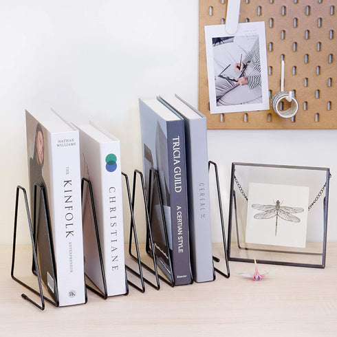 CAXXA 10 Slots Triangle Bookshelf - Black Metal Wire File Sorter Magazine Holder Document Holder
