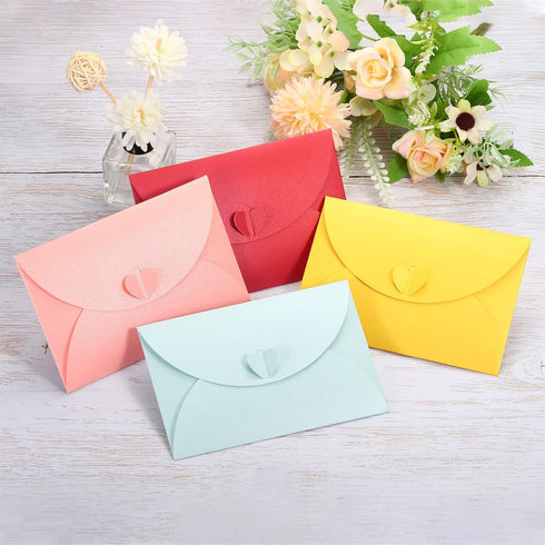 PATIKIL Gift Card Envelopes, 24 Pack Heart Shaped Clasp Mini Envelope for Birthdays Weddings, Dark Green