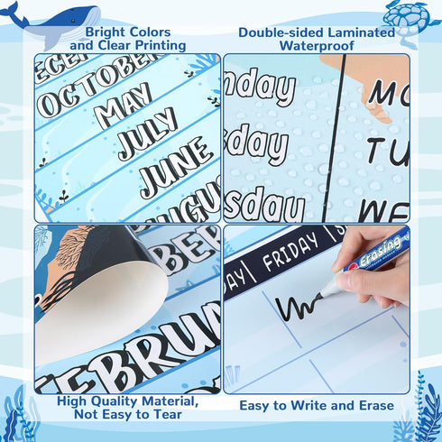 Ocean Sea Calendar Bulletin Board Set for Classroom Decoration with Sea Animals and Weather Chart
