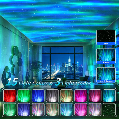 SUNFUCAN 4 Northern Lights Projector Galaxy Projector,with Bluetooth Speaker and White Noise Star Projector, Aurora
