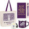 Set of 5 Book Lovers Gifts for Library Lovers' Day, A6 Journal Notebook with Ballpoint Pen, Canvas Tote Bag, Enamel