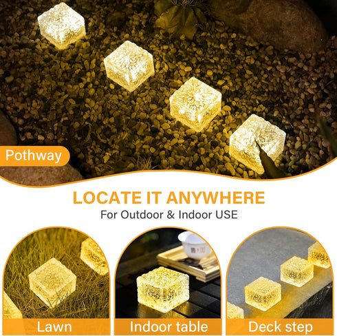 (3 Packs) JKIMK Solar Brick Lights - Outdoor Waterproof Patio & Garden Decor for Patio, Yard, Walkway, Pathway