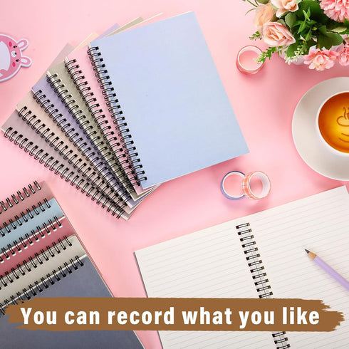 Fuutreo 24 Pcs Spiral Notebook - A5 8.3 x 5.7 Inch, College Ruled, Kraft Cover, 60 Sheets, 120 Pages for Office School