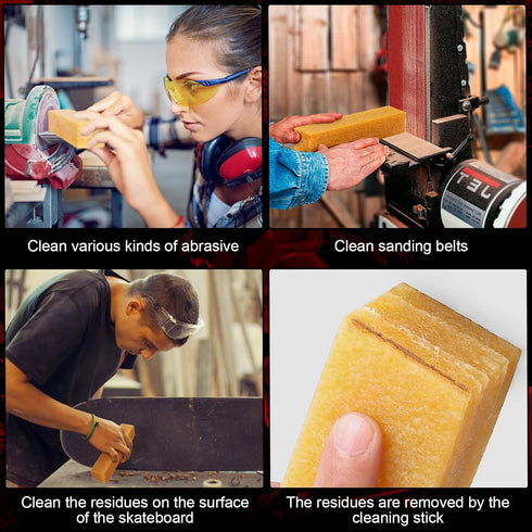 1 Pack Abrasive Cleaning Stick, 1-1/2" x 1-1/2" x 7-7/8" Natural Rubber Eraser Stick for Sanding Belts & Discs