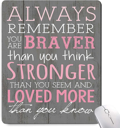 Pink Inspirational Quote Mouse Pad, Non-Slip Rubber Base, Waterproof Gaming Mouse Pad for Laptop, Office
