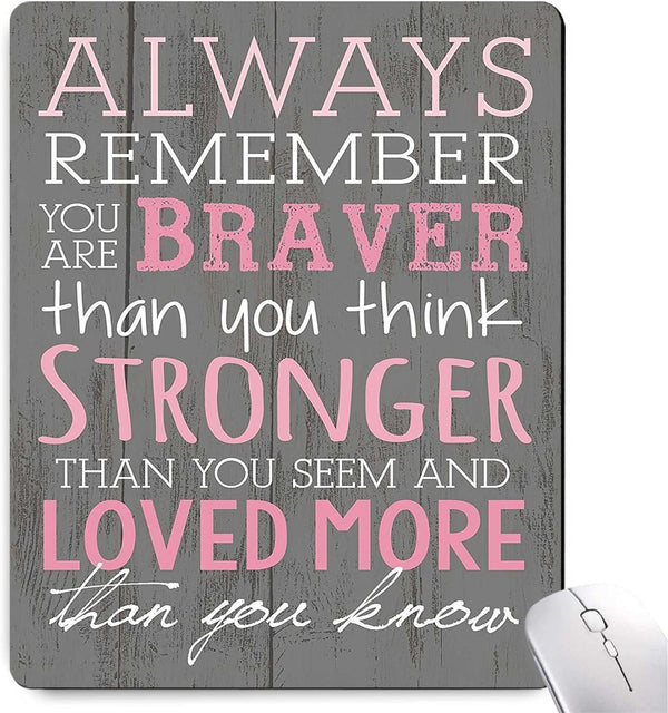 Pink Inspirational Quote Mouse Pad, Non-Slip Rubber Base, Waterproof Gaming Mouse Pad for Laptop, Office