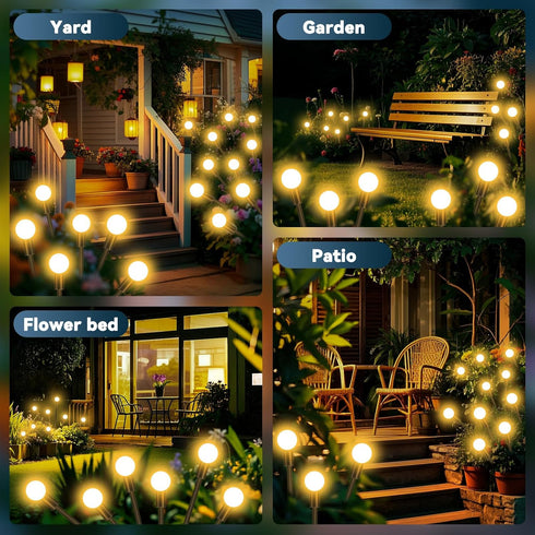 2 Pack 16 Solar Garden Lights Outdoor Waterproof, LED Swaying Firefly Lights Outdoor Decor Light for Pathway Party