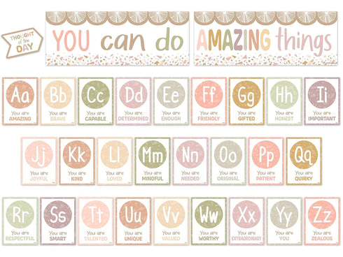 Teacher Created Resources Terrazzo Tones Alphabet Affirmations Bulletin Board (TCR7202)