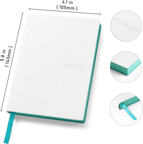 Daily to Do Checklist Notebook, Task Management, Organizer Planner, Hardcover, Ribbon Bookmark, 4.1 x 5.8”, A6 size, 110 Sheets (White) by WS MATE