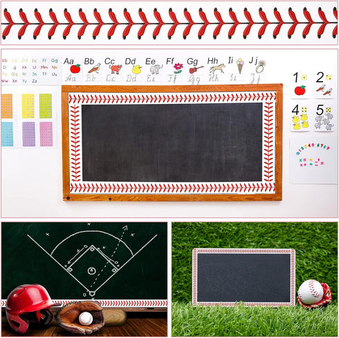 Whaline 32.8ft Baseball Bulletin Board Borders, Sport Theme Die-Cut Trim, Baseball Patterned for School Classroom Office