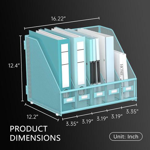 DALTACK Desk Organizers Magazine Binder Folder Holder with 5 Vertical Compartments for Office Home School Organization