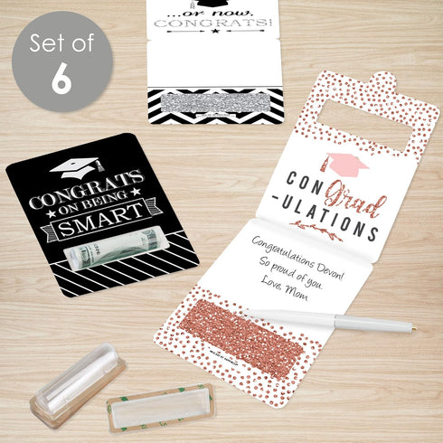 Set 6 Big Dot of Happiness Assorted Graduation - DIY Graduation Party Cash Holder Gift - Funny Money Cards