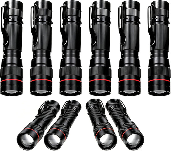 10 Pack Small Mini LED Flashlights, Single Mode Zoomable Flashlight AA Battery