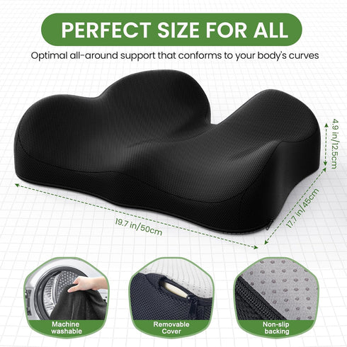 A-Pce Seat Cushion-Large Memory Foam Cushion for Office Chair-Sciatica & Lower Back & Coccyx Pain Relief-Coccyx Cushion