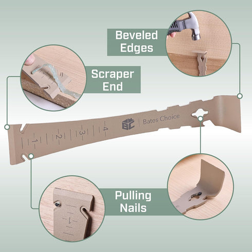 Bates Pry Bar Scraper: 9.5-Inch Carbon Steel Pry Tool for Baseboard and Trim