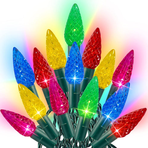 Dazzle Bright C6 Christmas String Lights, 100 LED 33 FT Waterproof Green