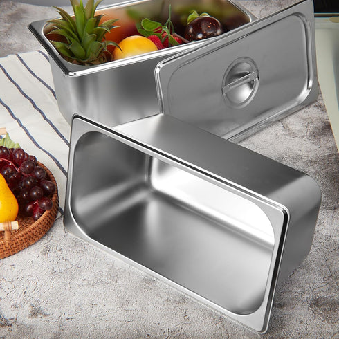 Mifoci 4 Pack Stainless Steam Hotel Pan with Lid, Reusable Anti Rust for Home & Restaurant