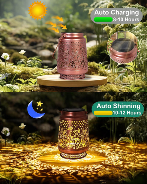 Fussion Hummingbird Solar Lanterns Outdoor Waterproof Elegant Garden Decor Birthday Gifts for Women Mom Grandma Sister