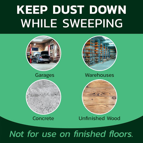 (8.4 lbs) Gritty Green Sweeping Compound with Sand Effective Dust Control on Cement & Unfinished Floors, Grit and Sand