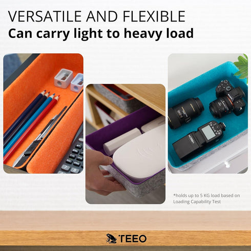 Teeo Drawer Dividers Organizers, Makeup Trays for Vanity, Office Drawer Organizer, Pack of 5, Orange