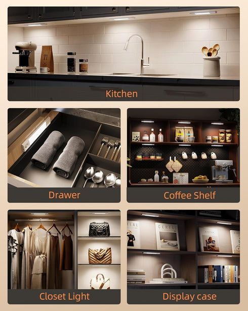 3 Pack 8 30 Closet Dimmable, 3 Counter EZVALO Motion Sensor Light Indoor, Wireless Under Cabinet Lighting, LED