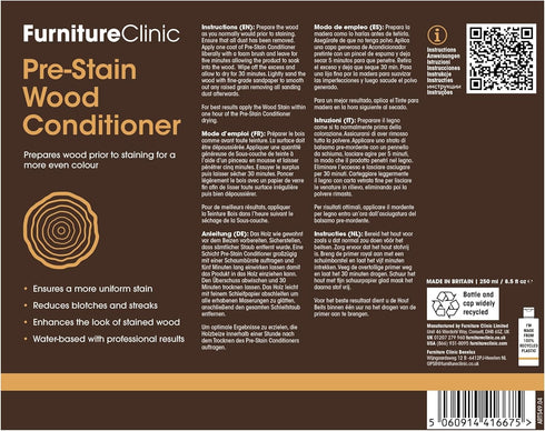 8.5oz 250ml Furniture Clinic Pre-Stain Wood Conditioner - Water-Based - Indoor and Outdoor Use - Low Odor and Non-Toxic
