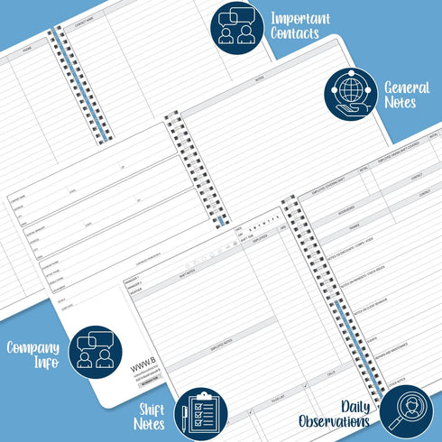 BookFactory Manager Notebook/Manager’s Log Book, Wire-O, 100 Pages, 8.5”x11” Planner for Management