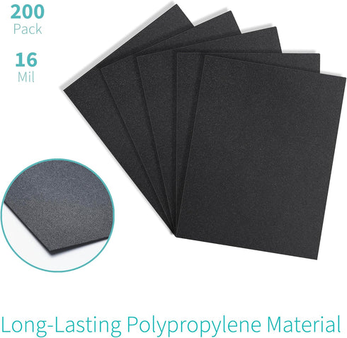 Binditek 200 Pack 16 Mil Sand-Textured Polycover, Midweight Binding Front and Back Covers, 8-1/2" x 11", Black