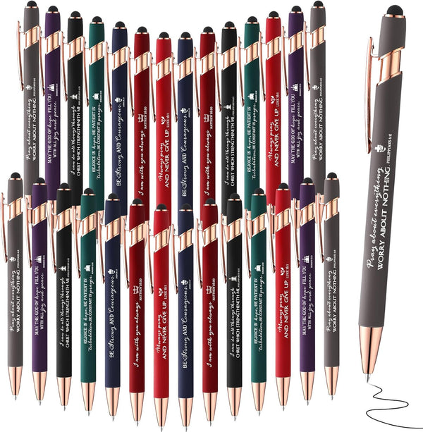 Fumete 49 Pcs Bible Verse Ballpoint Pens - Christian Stylus Pen with Inspirational Quotes for Office and Church
