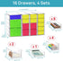 Vtopmart Acrylic Organizer with 16 Drawers, 4 Set Clear Makeup Organizer, Dustproof Storage for Office Supplies