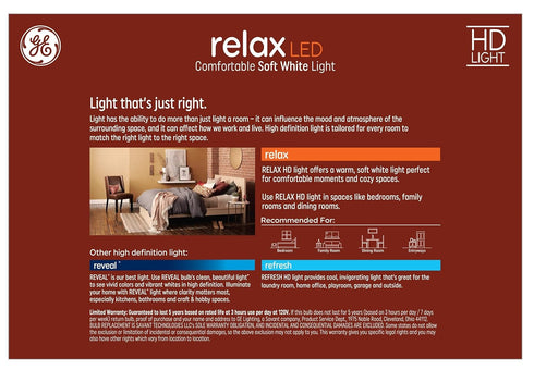 GE Relax 8-Pack 40W Equivalent Dimmable Warm White A19 LED Light Bulbs, 44898
