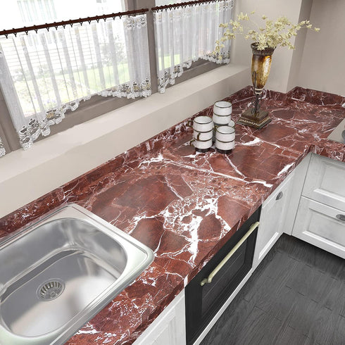 Marble Countertop Contact Paper, Peel and Stick Waterproof Vinyl for Kitchen, 15.7"x80"