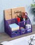EasyPAG Mesh Office Desktop Organizer with Drawer, Metal Stationary Desk Caddy, 6 Compartments, Purple