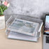 BTSKY 2 Pack Clear Plastic Stackable Storage Box, Portable Document Holder for 8.5 x 13 Letter A4 Files