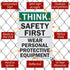 Smartsign U7-1331-RD_10X14 "THINK SAFETY FIRST WEAR PERSONAL PROTECTIVE EQUIPMENT" Reflective Decal, 10" x 14"