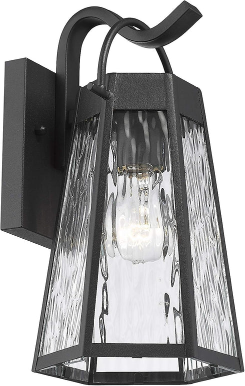 Industrial 1 Light Textured Black Outdoor Wall Sconce 12" Tall