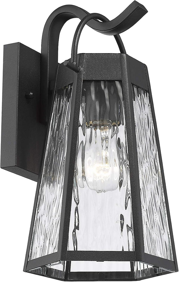 Industrial 1 Light Textured Black Outdoor Wall Sconce 12" Tall