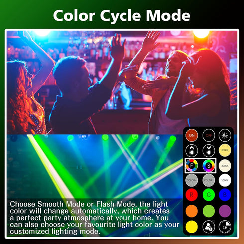 E12 Bulb 5W 40W A15 Bulb 2700K-6000K, 30 E12 Bulb Dimmable,Timer, 2 Modes,6-Pack FTL LED Light Color Changing