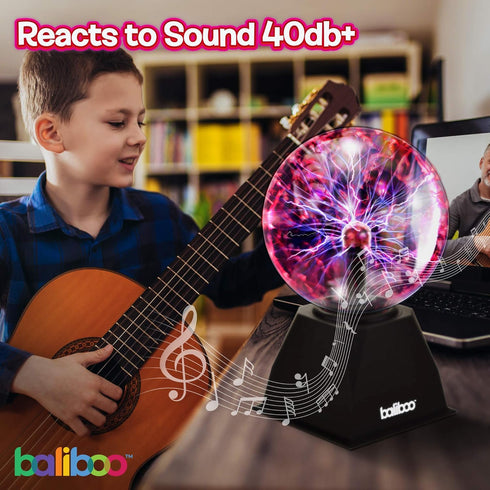 6" 12V BALIBOO Plasma Ball Light Touch & Sound Sensitive Activated Lightning Globe Power Adapter Plug Plasma Globe Lamp