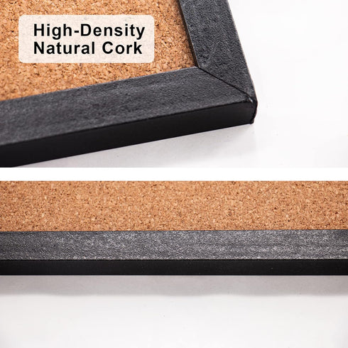 Black Cork Board Bulletin Board, 14.6"X 11" Wall Mounted with Oak Wood Finish Frame for Office and School