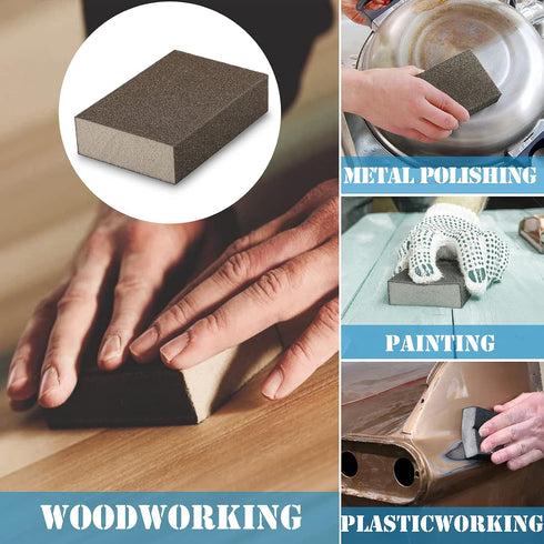 Jamiikury 16Pcs 120 Grit Sanding Blocks, Fine Sanding Sponge Washable and Reusable, Wet Dry Sandpaper Sponge for Wood