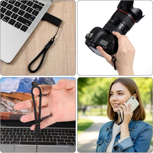 Larrel 5 Pcs Black Anti Theft Phone Strap, Lightweight Portable Mobile Phone Lanyard, Practical Small Keychain Lanyard