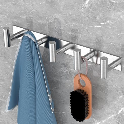 VAEHOLD Silvery Hat and Coat Wall Mount Rack - 5 Hooks for Robes, Bags, Keys, and Towels - Bathroom Towel Hanger Organizer (1 Pack) by VAEHOLD